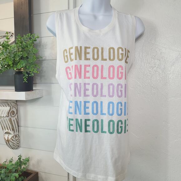 Next level woman's size medium Geneologie sleeveless tee shirt athleisure  # 135 - Picture 1 of 5